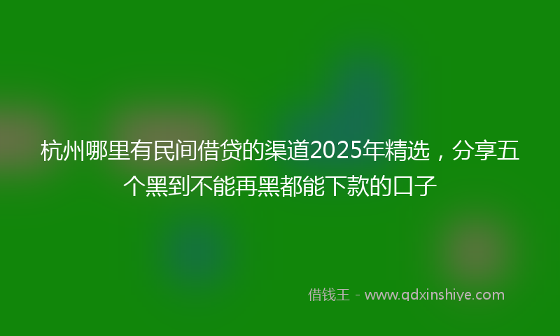 杭州哪里有民间借贷的渠道2025年精选，分享五个黑到不能再黑都能下款的口子