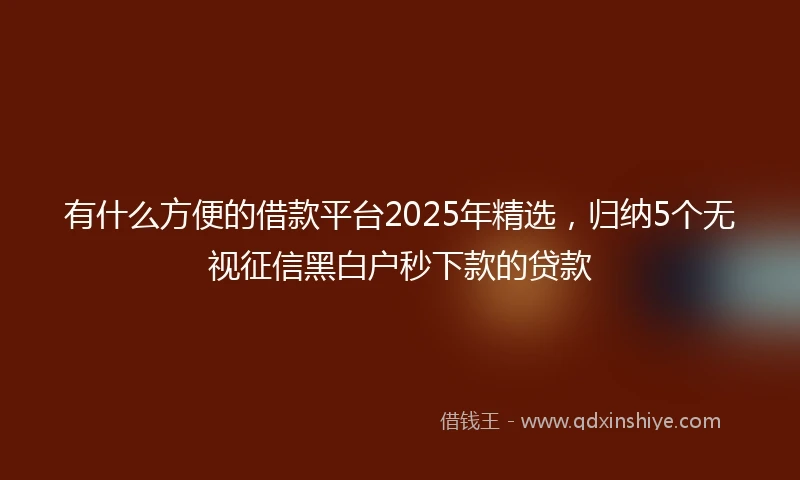 有什么方便的借款平台2025年精选,归纳5个无视征信黑白户秒下款的贷款