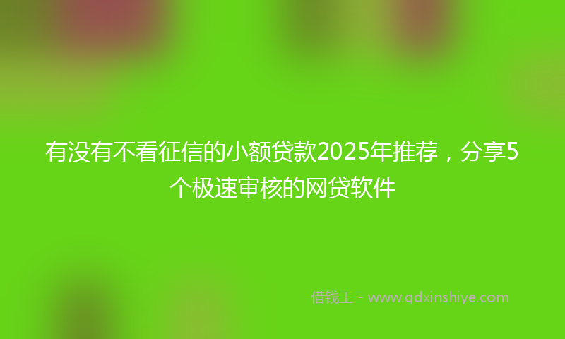 有没有不看征信的小额贷款2025年推荐，分享5个极速审核的网贷软件
