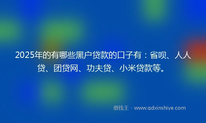 2025年的有哪些黑户贷款的口子有：省呗、人人贷、团贷网、功夫贷、小米贷款等。