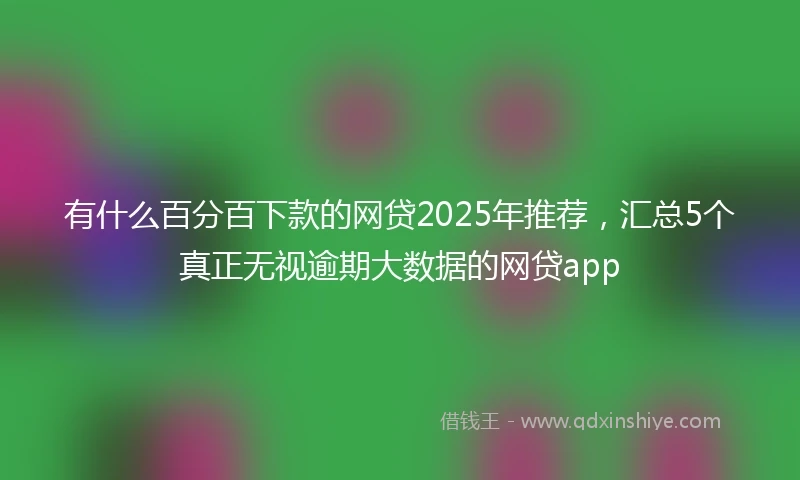 有什么百分百下款的网贷2025年推荐,汇总5个真正无视逾期大数据的网贷app