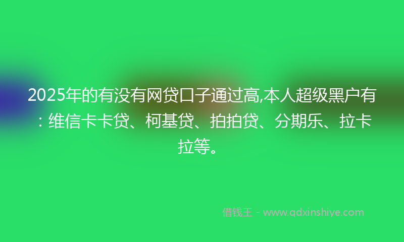2025年的有没有网贷口子通过高,本人超级黑户有：维信卡卡贷、柯基贷、拍拍贷、分期乐、拉卡拉等。