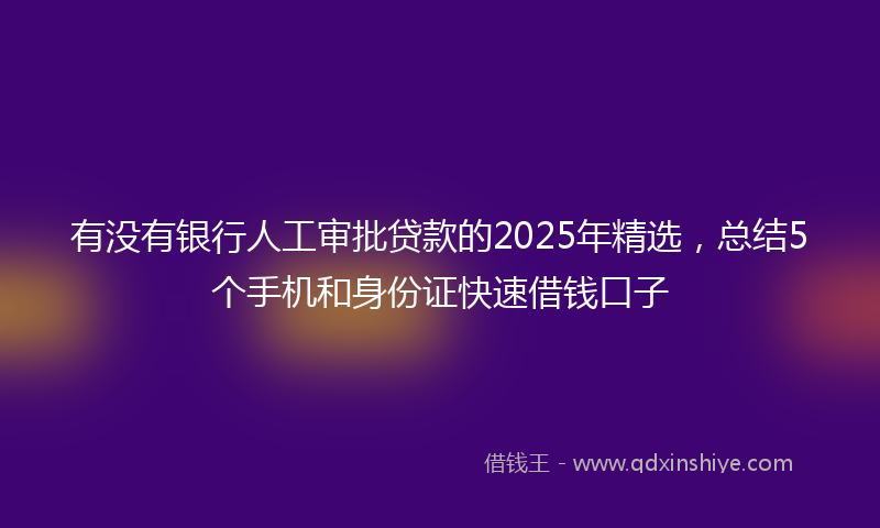 有没有银行人工审批贷款的2025年精选，总结5个手机和身份证快速借钱口子