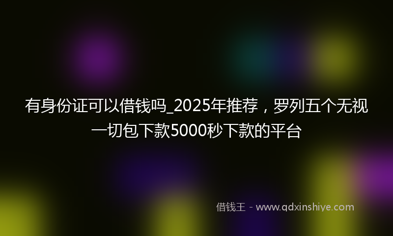 有身份证可以借钱吗_2025年推荐，罗列五个无视一切包下款5000秒下款的平台