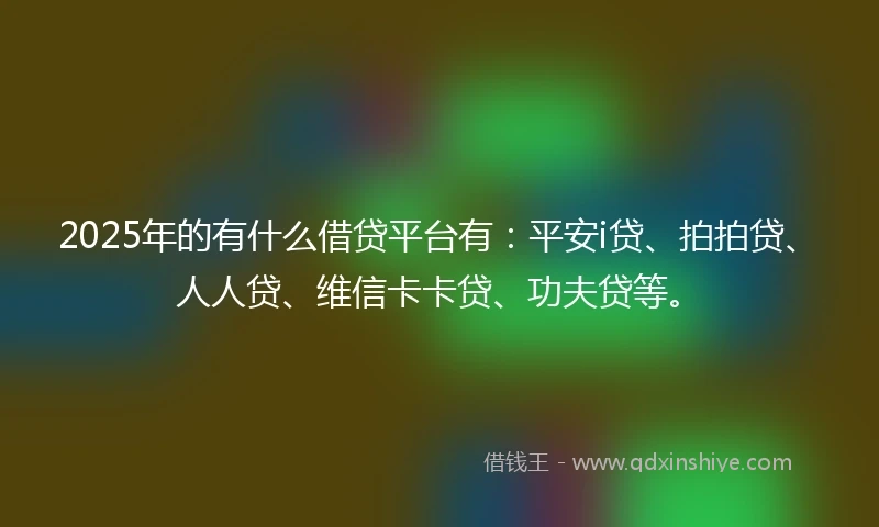 2025年的有什么借贷平台有：平安i贷、拍拍贷、人人贷、维信卡卡贷、功夫贷等。