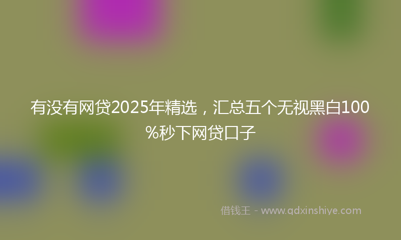 有没有网贷2025年精选，汇总五个无视黑白100%秒下网贷口子