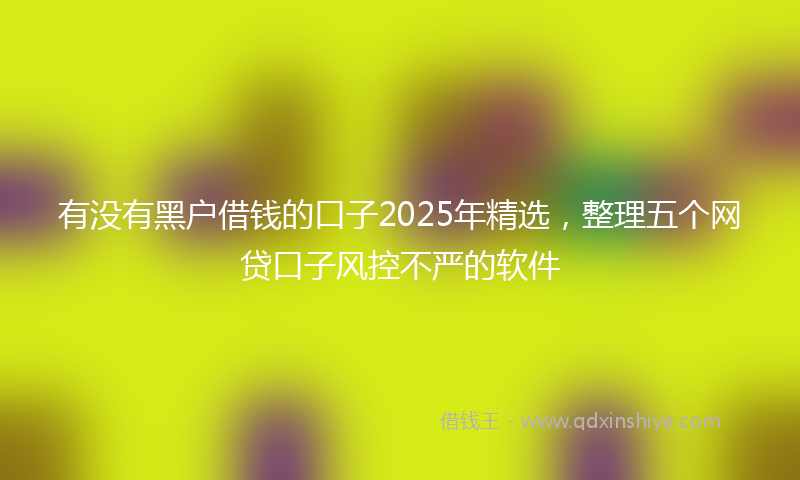 有没有黑户借钱的口子2025年精选，整理五个网贷口子风控不严的软件