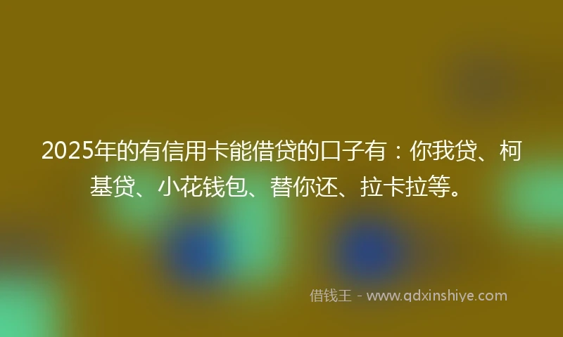 2025年的有信用卡能借贷的口子有：你我贷、柯基贷、小花钱包、替你还、拉卡拉等。