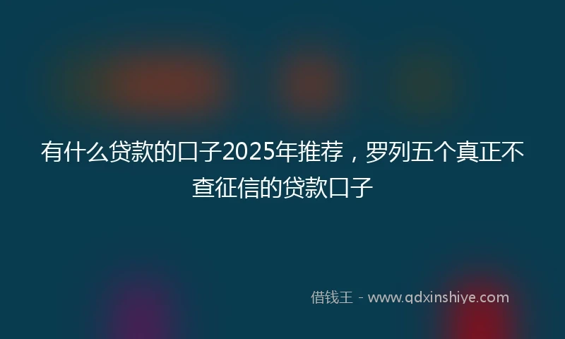 有什么贷款的口子2025年推荐，罗列五个真正不查征信的贷款口子