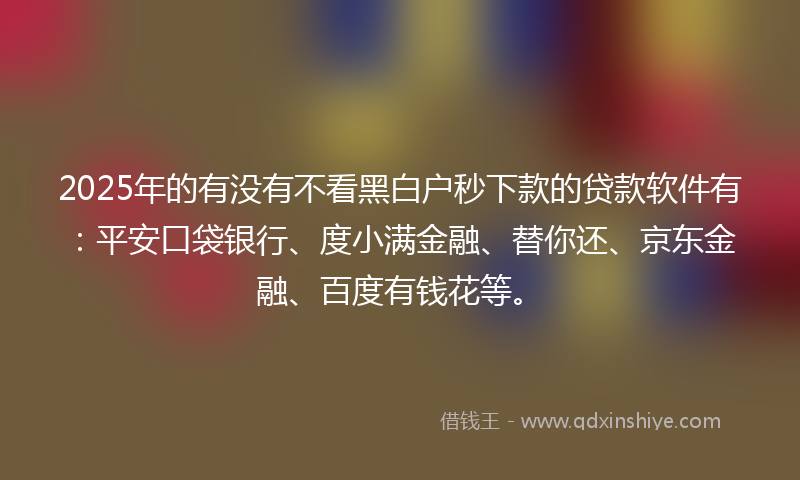 2025年的有没有不看黑白户秒下款的贷款软件有：平安口袋银行、度小满金融、替你还、京东金融、百度有钱花等。