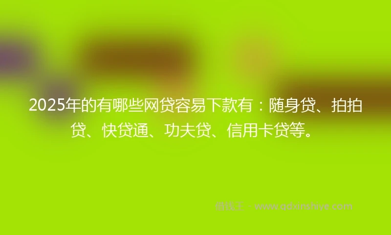 2025年的有哪些网贷容易下款有：随身贷、拍拍贷、快贷通、功夫贷、信用卡贷等。