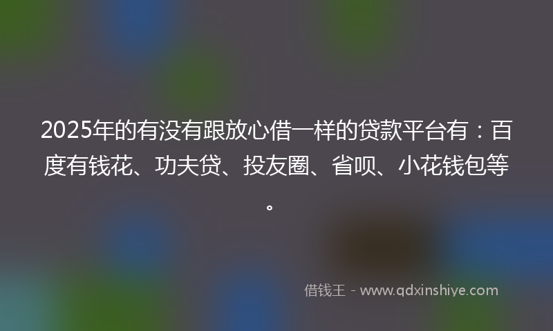 2025年的有没有跟放心借一样的贷款平台有：百度有钱花、功夫贷、投友圈、省呗、小花钱包等。