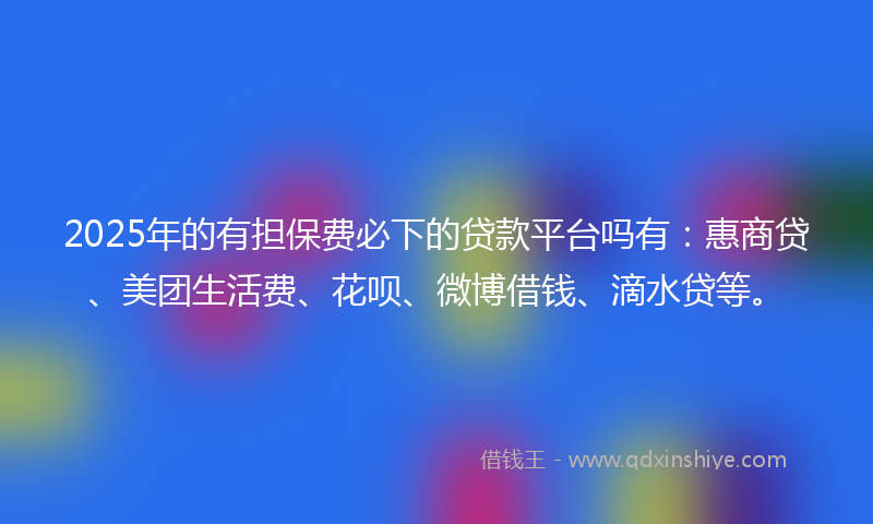 2025年的有担保费必下的贷款平台吗有：惠商贷、美团生活费、花呗、微博借钱、滴水贷等。