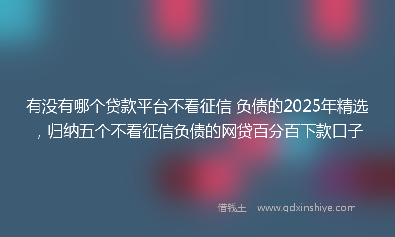 有没有哪个贷款平台不看征信 负债的2025年精选，归纳五个不看征信负债的网贷百分百下款口子