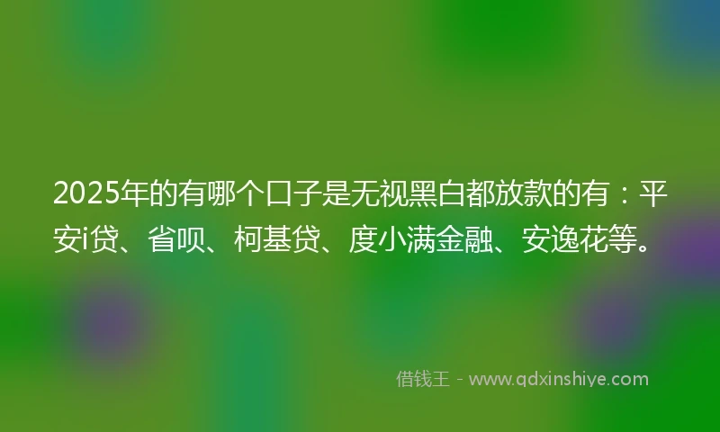 2025年的有哪个口子是无视黑白都放款的有:平安i贷、省呗、柯基贷、度小满金融、安逸花等。