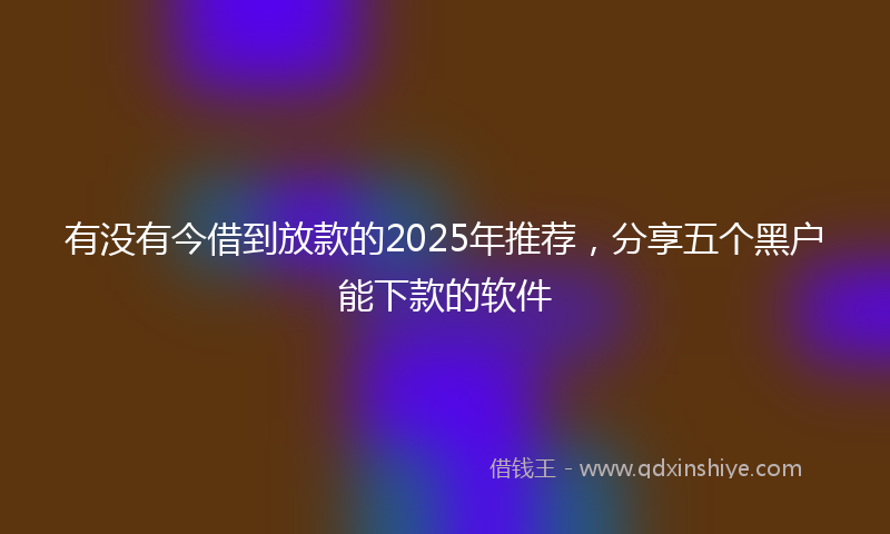 有没有今借到放款的2025年推荐，分享五个黑户能下款的软件