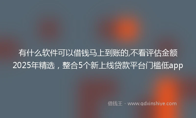 有什么软件可以借钱马上到账的,不看评估金额2025年精选,整合5个新上线贷款平台门槛低app