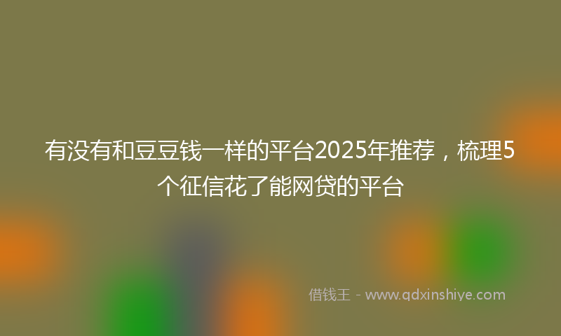 有没有和豆豆钱一样的平台2025年推荐，梳理5个征信花了能网贷的平台