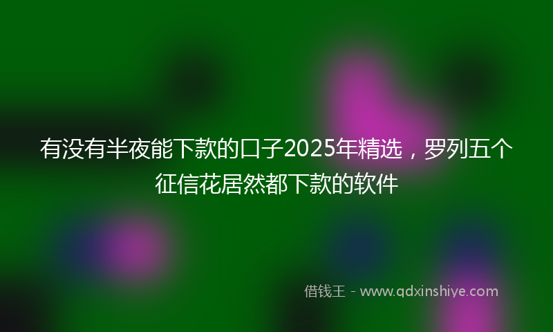有没有半夜能下款的口子2025年精选，罗列五个征信花居然都下款的软件