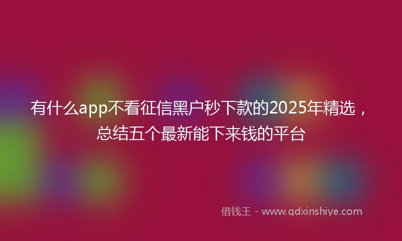 有什么app不看征信黑户秒下款的2025年精选，总结五个最新能下来钱的平台