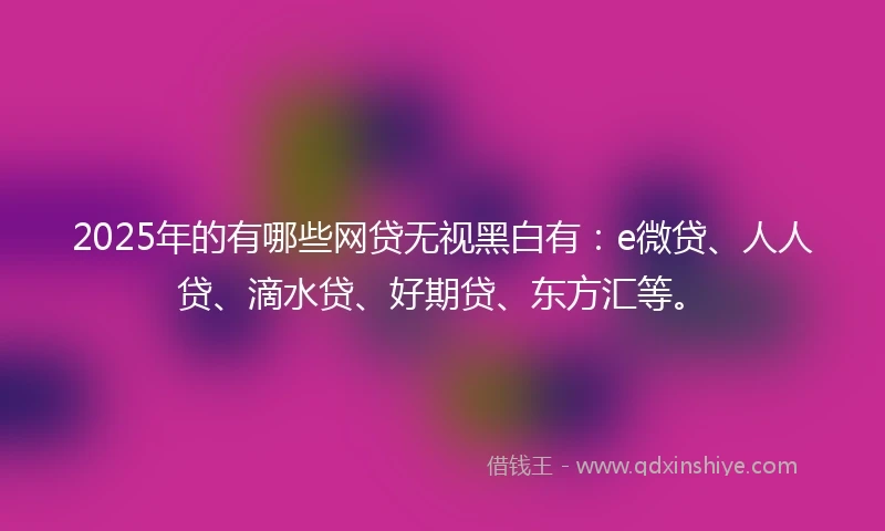 2025年的有哪些网贷无视黑白有:e微贷、人人贷、滴水贷、好期贷、东方汇等。