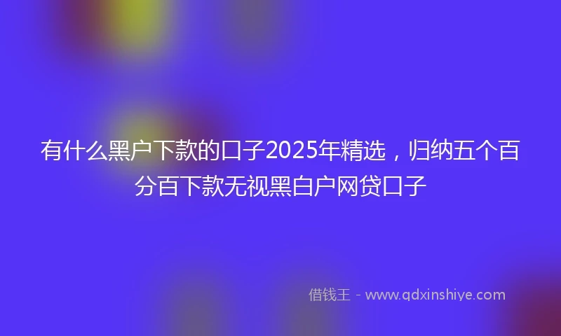 有什么黑户下款的口子2025年精选，归纳五个百分百下款无视黑白户网贷口子