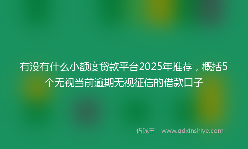 有没有什么小额度贷款平台2025年推荐，概括5个无视当前逾期无视征信的借款口子