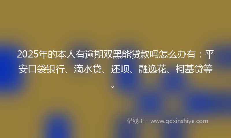 2025年的本人有逾期双黑能贷款吗怎么办有：平安口袋银行、滴水贷、还呗、融逸花、柯基贷等。