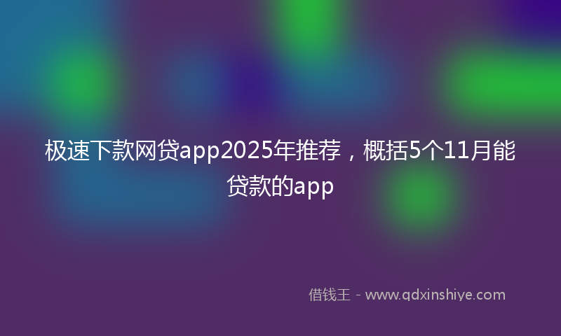 极速下款网贷app2025年推荐，概括5个11月能贷款的app