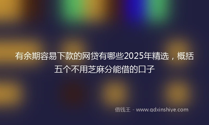 有余期容易下款的网贷有哪些2025年精选，概括五个不用芝麻分能借的口子