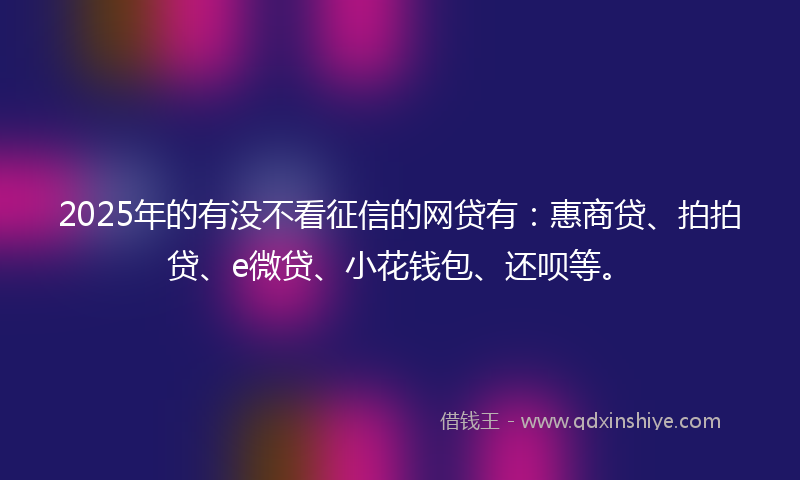 2025年的有没不看征信的网贷有：惠商贷、拍拍贷、e微贷、小花钱包、还呗等。