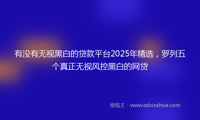 有没有无视黑白的贷款平台2025年精选,罗列五个真正无视风控黑白的网贷