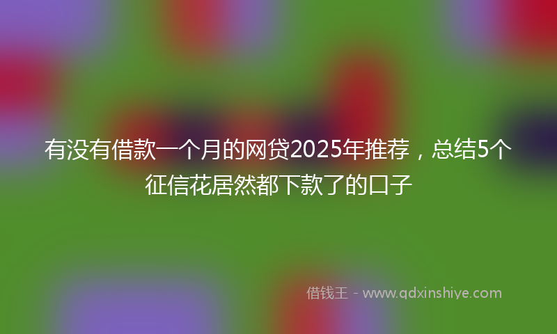 有没有借款一个月的网贷2025年推荐，总结5个征信花居然都下款了的口子