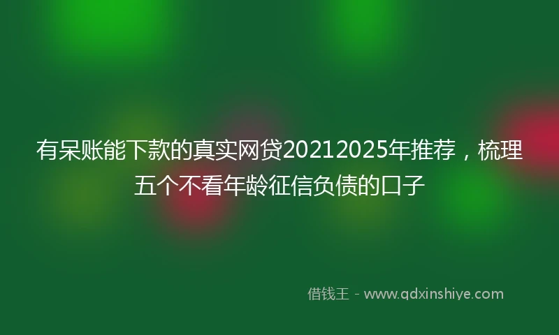 有呆账能下款的真实网贷20212025年推荐，梳理五个不看年龄征信负债的口子