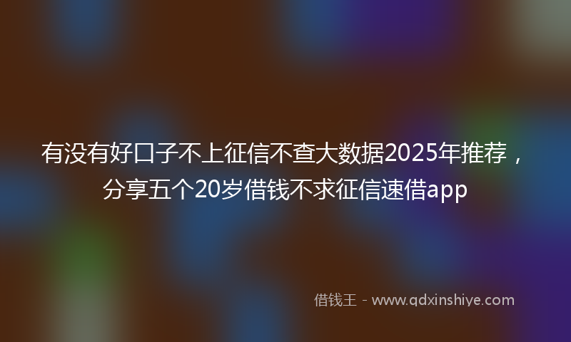 有没有好口子不上征信不查大数据2025年推荐，分享五个20岁借钱不求征信速借app