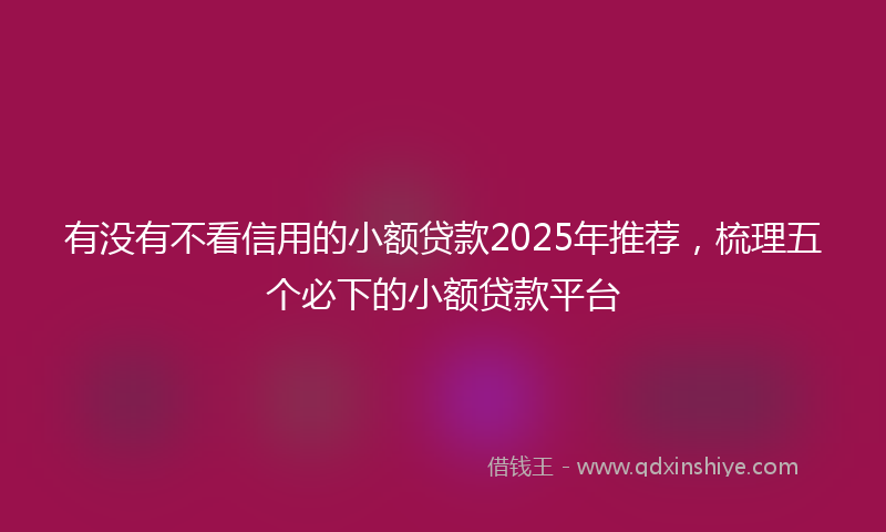 有没有不看信用的小额贷款2025年推荐，梳理五个必下的小额贷款平台
