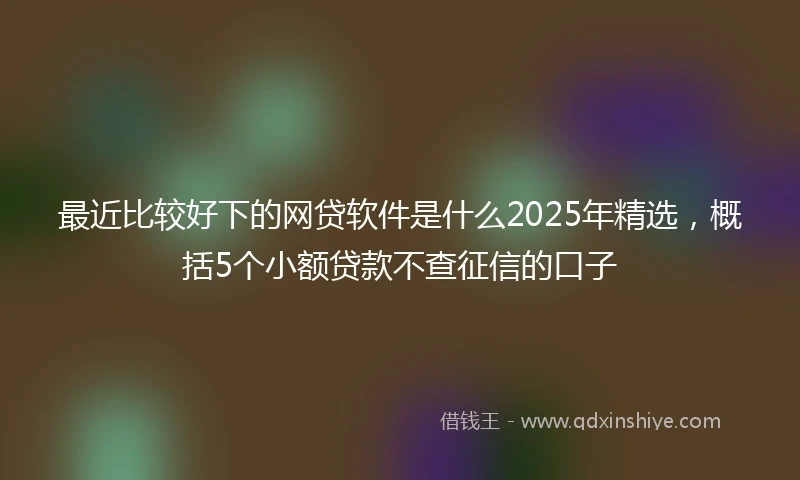 最近比较好下的网贷软件是什么2025年精选,概括5个小额贷款不查征信的口子