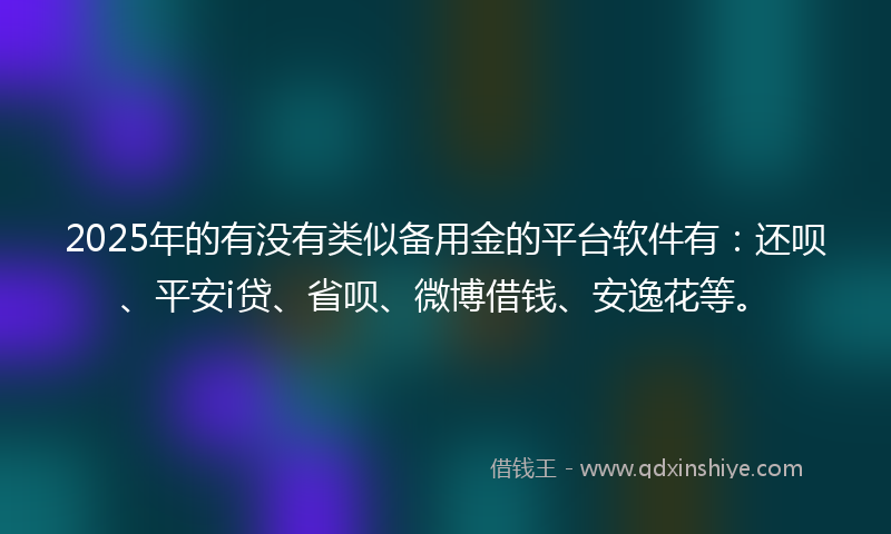 2025年的有没有类似备用金的平台软件有：还呗、平安i贷、省呗、微博借钱、安逸花等。
