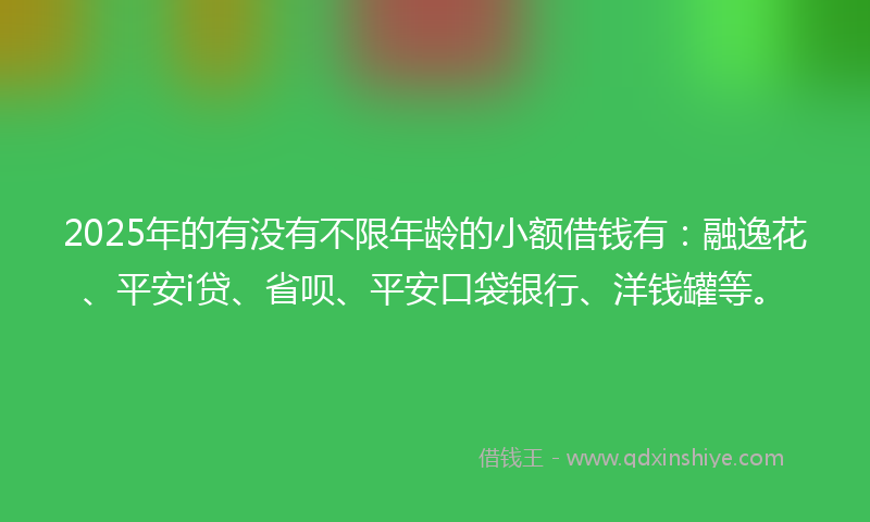 2025年的有没有不限年龄的小额借钱有：融逸花、平安i贷、省呗、平安口袋银行、洋钱罐等。