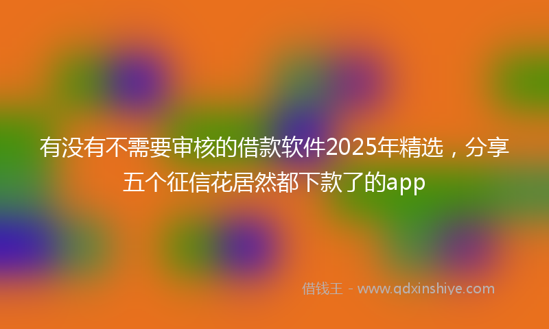 有没有不需要审核的借款软件2025年精选，分享五个征信花居然都下款了的app
