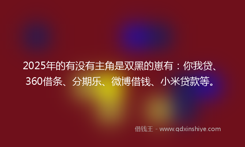 2025年的有没有主角是双黑的崽有：你我贷、360借条、分期乐、微博借钱、小米贷款等。