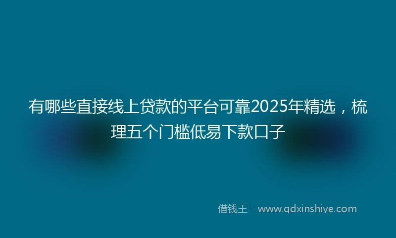 有哪些直接线上贷款的平台可靠2025年精选，梳理五个门槛低易下款口子