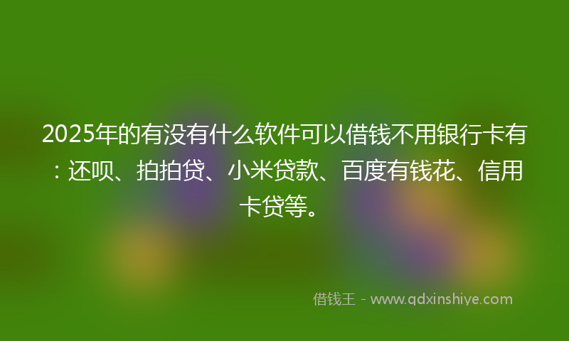 2025年的有没有什么软件可以借钱不用银行卡有：还呗、拍拍贷、小米贷款、百度有钱花、信用卡贷等。