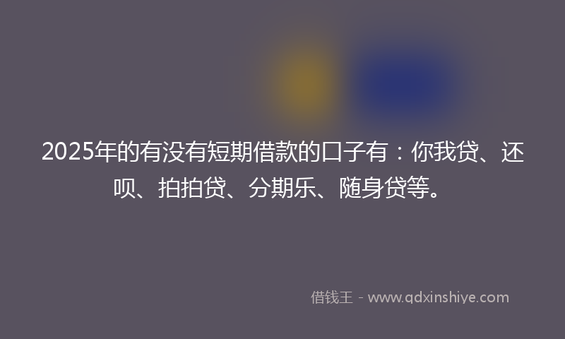 2025年的有没有短期借款的口子有：你我贷、还呗、拍拍贷、分期乐、随身贷等。
