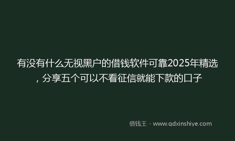 有没有什么无视黑户的借钱软件可靠2025年精选，分享五个可以不看征信就能下款的口子
