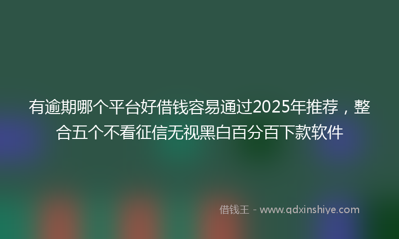 有逾期哪个平台好借钱容易通过2025年推荐，整合五个不看征信无视黑白百分百下款软件