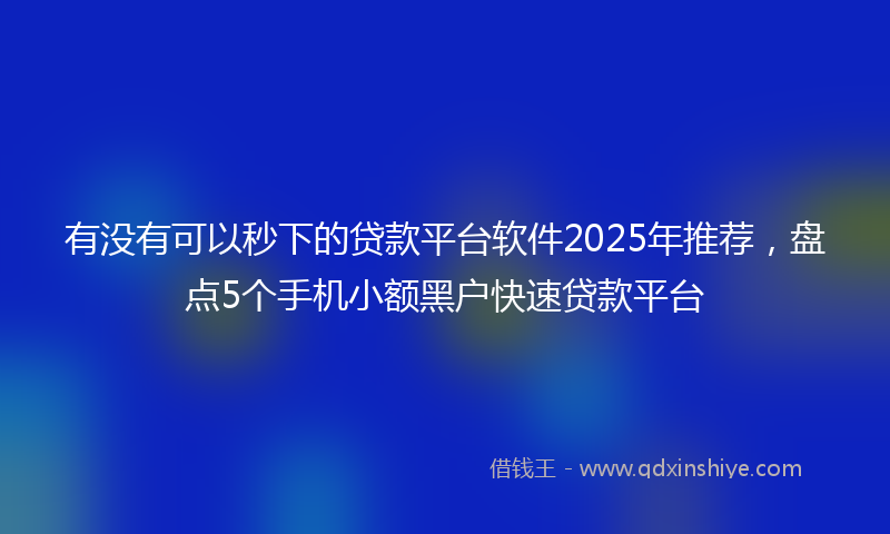 有没有可以秒下的贷款平台软件2025年推荐，盘点5个手机小额黑户快速贷款平台