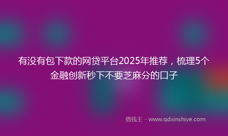 有没有包下款的网贷平台2025年推荐，梳理5个金融创新秒下不要芝麻分的口子