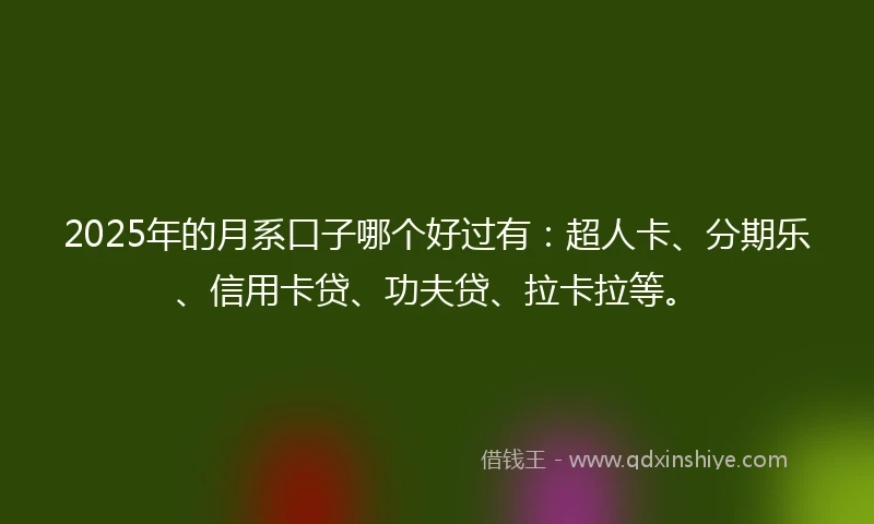 2025年的月系口子哪个好过有：超人卡、分期乐、信用卡贷、功夫贷、拉卡拉等。