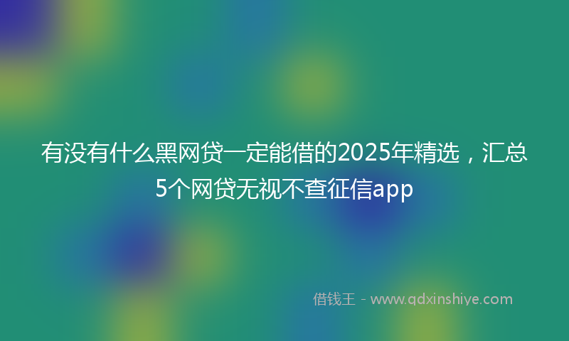 有没有什么黑网贷一定能借的2025年精选，汇总5个网贷无视不查征信app